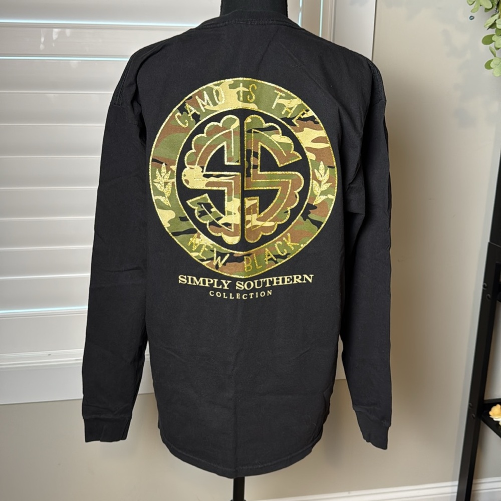 Simply Southern "Camo is the New Black" Long Sleeved t-shirt, Large